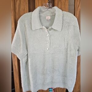 NWT a new day Sz XL Mint Green Fuzzy Polo Shirt